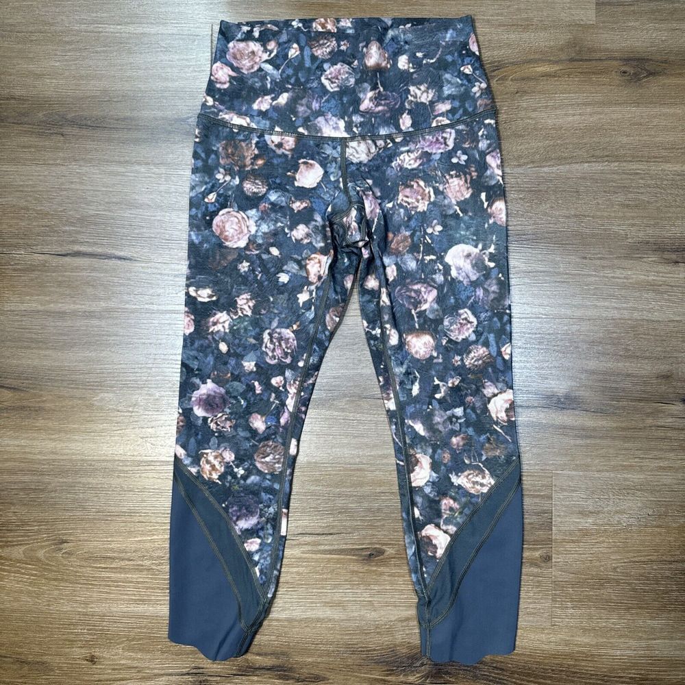 Lululemon 6 Wunder‎ Under Crop Hi Rise Scalloped Hem Frosted Rose Pink Gray EUC!